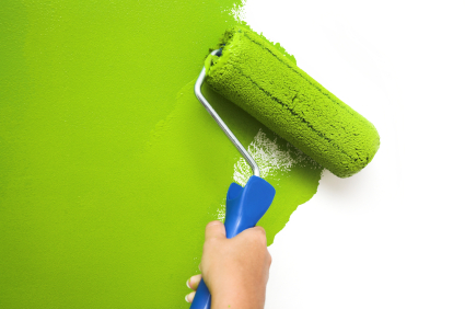 Painting white wall with green paint